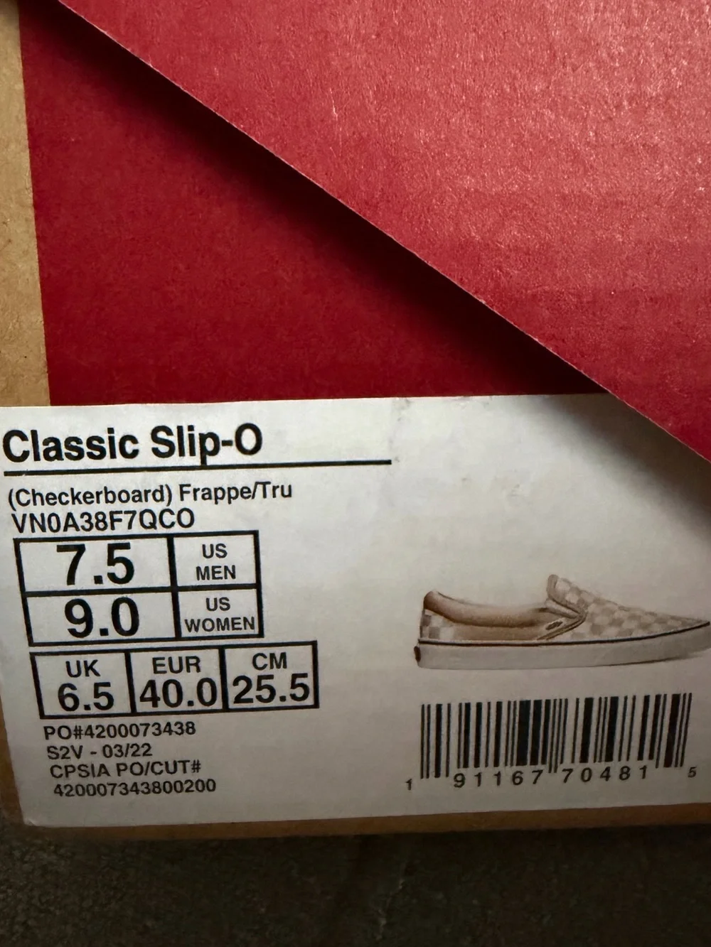 Vans Slip-On Checkerboard Sneaker in Tan and White Womens